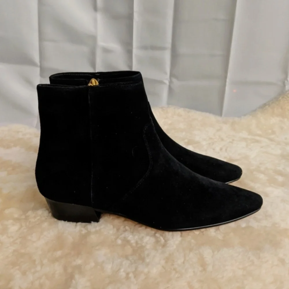 J.Crew Black Pointy-toe Suede Boots Size 6 NEW